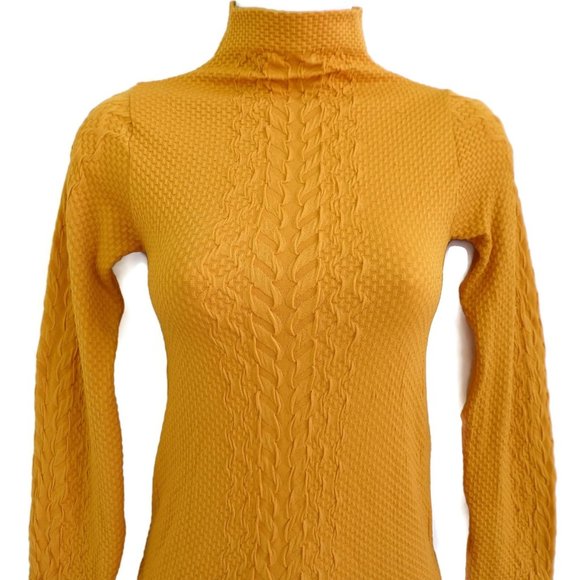 F & F Sweater Knit Gold Turtleneck Stretch M - Picture 5 of 7